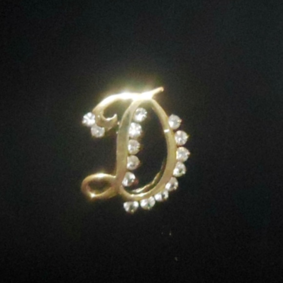 Gold and Diamond Letter D Inital Charm - Picture 3 of 6